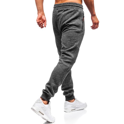 Spodnie męskie dresowe joggery antracytowo-pomarańczowe Denley Q3770 Denley  XL promocyjna cena  