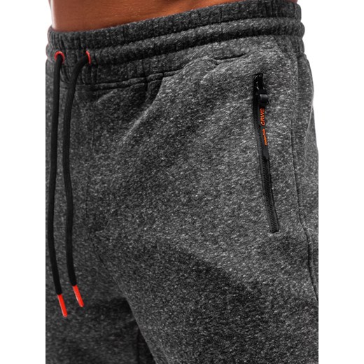 Spodnie męskie dresowe joggery antracytowo-pomarańczowe Denley Q3770 Denley  L promocja  