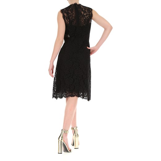 Sukienka Dolce & Gabbana z poliamidu czarna koronkowa na sylwestra midi 