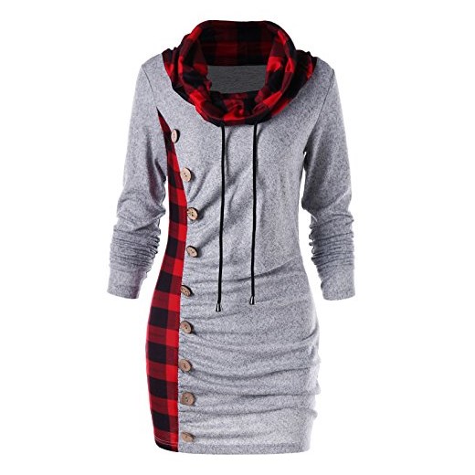 Bluza Kobieta Sport sweter sukienka płaszcz spódnica koszula długie rękawy wzór w kratkę zima jesień wysoki kołnierz elegancki płaszcz -  xl Passosie  sprawdź dostępne rozmiary promocja Amazon 