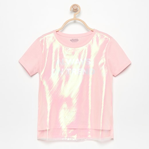 Reserved - Błyszczący T-shirt - Różowy Reserved  140 