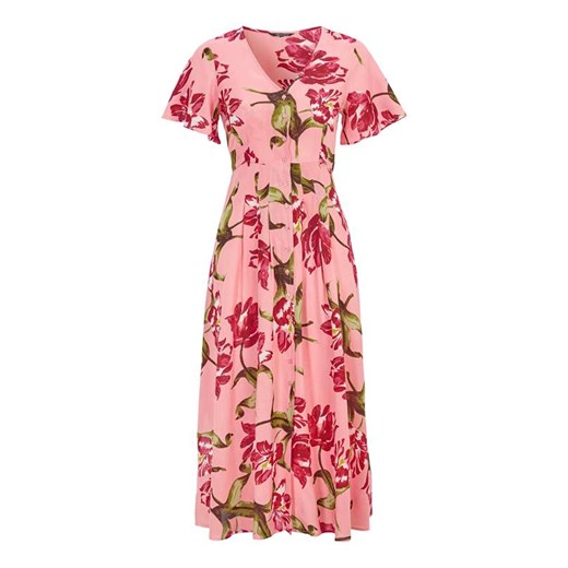 Happy Holly sukienka na spacer różowa z krótkim rękawem midi 