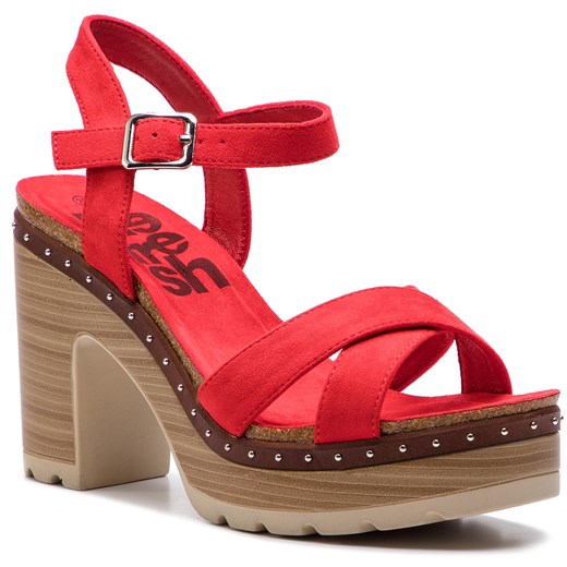 Czerwone sandały damskie Refresh z klamrą z tworzywa sztucznego na wysokim obcasie 