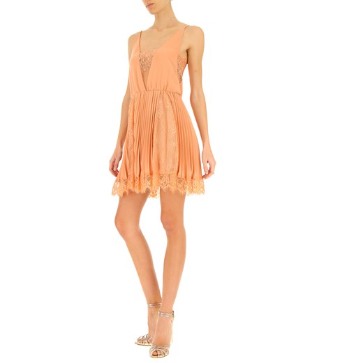 Pomarańczowy sukienka Aniye By bez rękawów z dekoltem w literę v na bal bez wzorów 