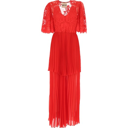 Sukienka Aniye By czerwona z dekoltem v elegancka na sylwestra midi z krótkimi rękawami 