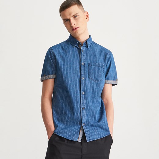 Reserved - Jeansowa koszula slim fit - Niebieski Reserved  L 