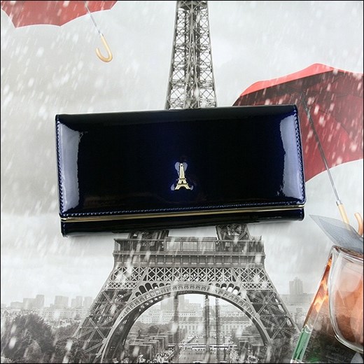 Granatowy portfel damski Paris Design elegancki 