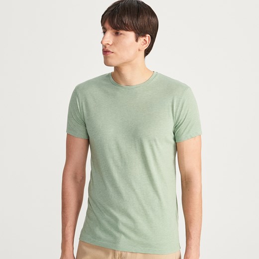 Reserved - Gładki T-shirt - Zielony  Reserved S 