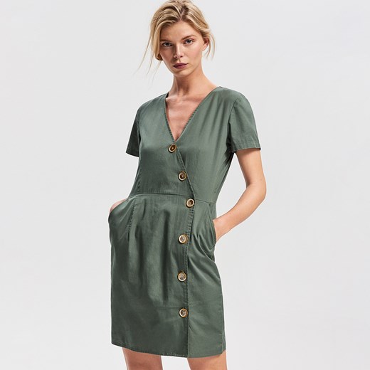 Reserved - Bawełniana sukienka - Zielony  Reserved 38 