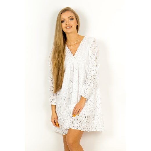 Produkt Importowany sukienka oversize biała mini luźna z długimi rękawami 