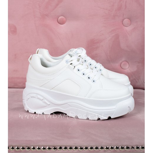 Sneakersy damskie białe wiosenne na platformie gładkie 