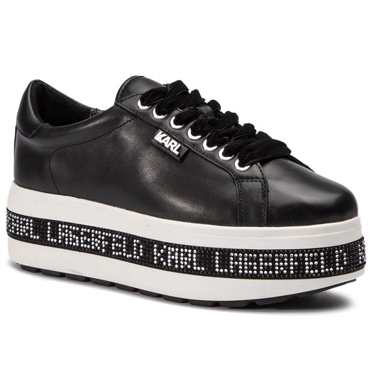 Sneakersy damskie Karl Lagerfeld sznurowane na koturnie bez wzorów 