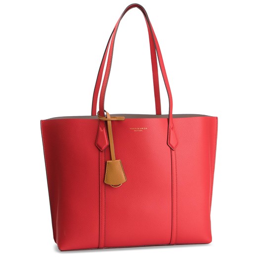Shopper bag Tory Burch bez dodatków czerwona duża na ramię casual 