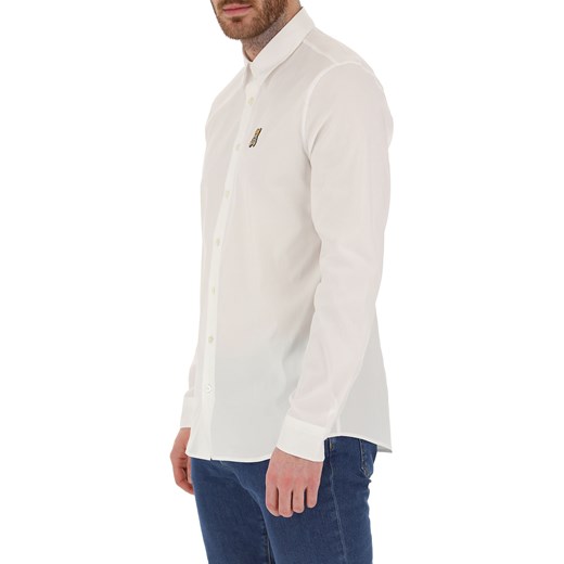 Moschino koszula męska casual bez wzorów bawełniana z długim rękawem 