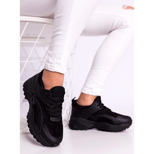Sneakersy damskie Selfieroom ze skóry ekologicznej sznurowane bez wzorów 