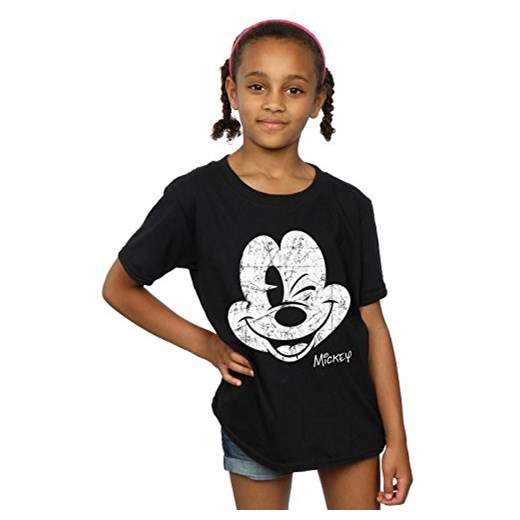 Disney dziewcząt Mickey Mouse Distressed Face t-shirt -  czarny Disney  sprawdź dostępne rozmiary Amazon