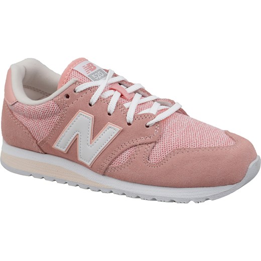 Buty sportowe damskie New Balance sneakersy młodzieżowe skórzane różowe na płaskiej podeszwie gładkie sznurowane 
