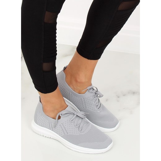 Buty sportowe damskie sneakersy sznurowane płaskie z tkaniny gładkie 