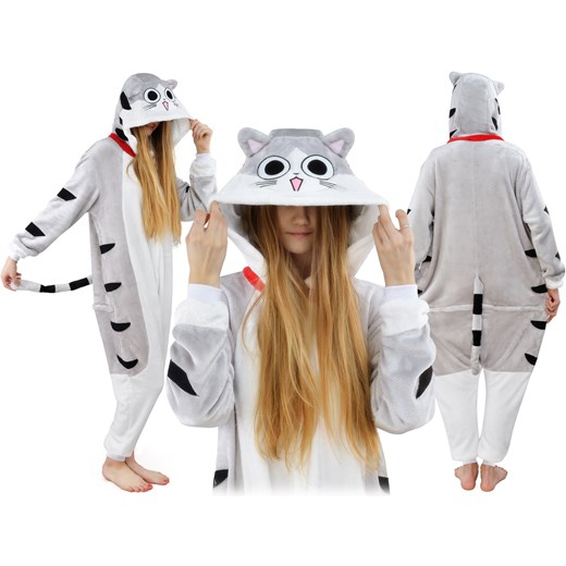 Piżama kigurumi jednoczęściowe przebranie kostium z kapturem – kot chis cat