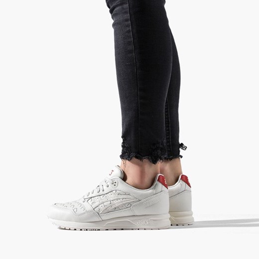 Buty sportowe damskie białe Asics do biegania sznurowane na płaskiej podeszwie skórzane 