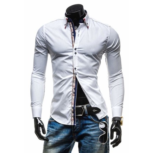 Koszula męska elegancka z długim rękawem biała Denley 4773
