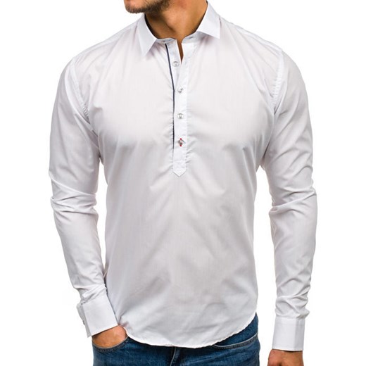 Koszula męska elegancka z długim rękawem biała Bolf 5791