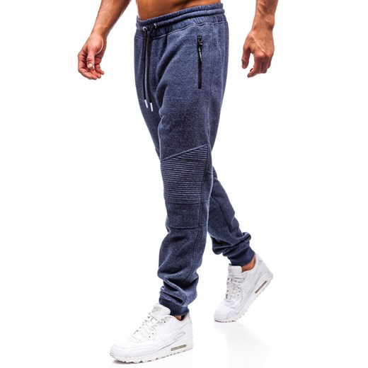 Spodnie męskie dresowe joggery granatowe Denley Q3770  Denley M  okazja 
