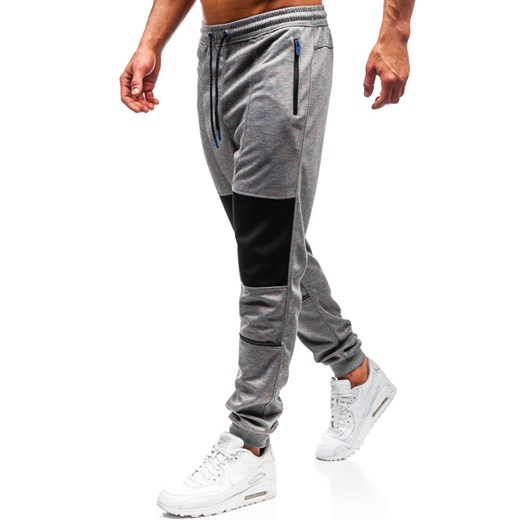 Spodnie męskie dresowe joggery szare Denley Q3854  Denley XL okazja  