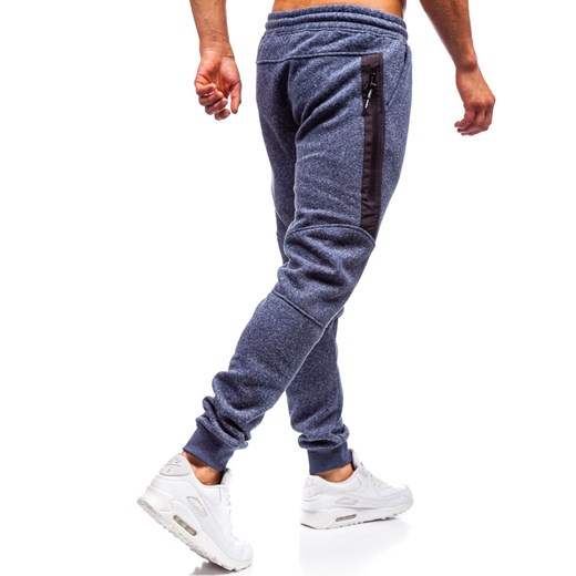 Spodnie męskie dresowe joggery granatowe Denley Q3778 Denley  2XL  wyprzedaż 
