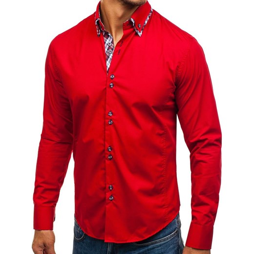 Koszula męska elegancka z długim rękawem czerwona Bolf 4704 Denley  XL wyprzedaż  