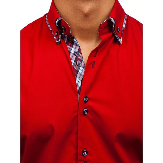 Koszula męska elegancka z długim rękawem czerwona Bolf 4704  Denley S wyprzedaż  