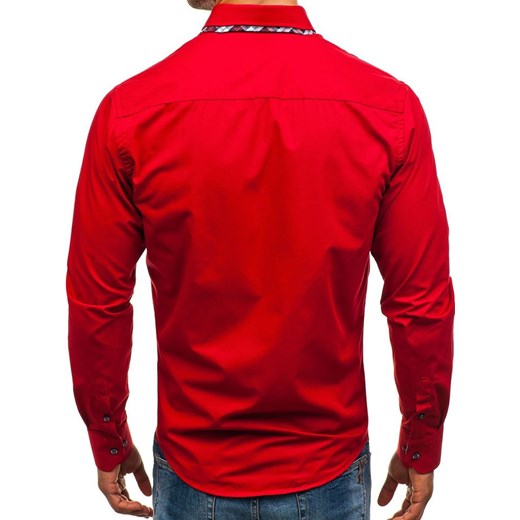 Koszula męska elegancka z długim rękawem czerwona Bolf 4704 Denley  XL  okazja 