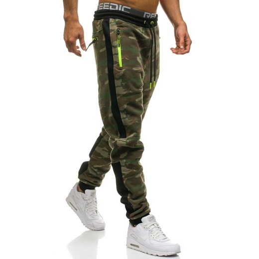 Spodnie męskie dresowe joggery moro multikolor Denley 3783C-A  Denley XL  promocyjna cena 