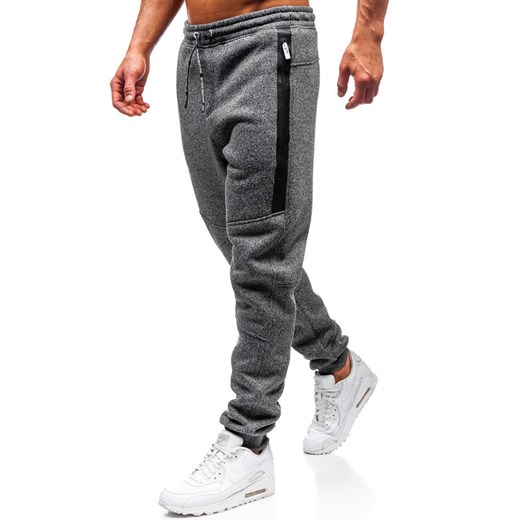 Spodnie męskie dresowe joggery grafitowe Denley Q3867  Denley 2XL promocja  