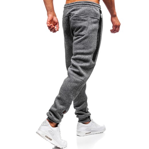 Spodnie męskie dresowe joggery grafitowe Denley Q3867  Denley 2XL okazja  