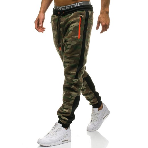 Spodnie męskie dresowe joggery moro multikolor Denley 3783B-A Denley  XL promocyjna cena  