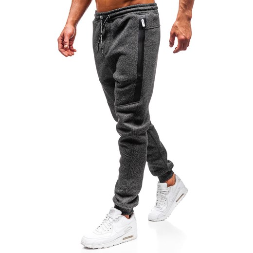 Spodnie męskie dresowe joggery czarno-białe Denley Q3867 Denley  XL wyprzedaż  