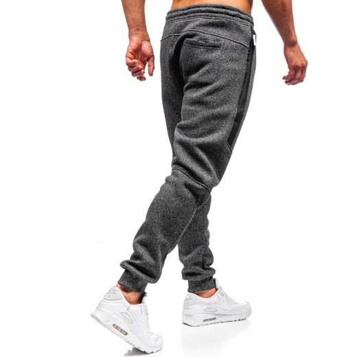 Spodnie męskie dresowe joggery czarno-białe Denley Q3867 Denley  XL okazyjna cena  