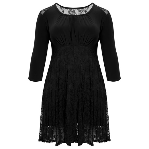 Sukienka czarna dla puszystych na sylwestra z okrągłym dekoltem 