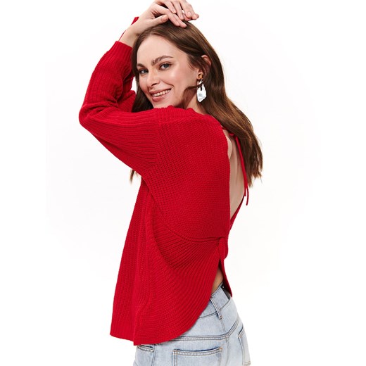 Sweter damski Top Secret czerwony bez wzorów 
