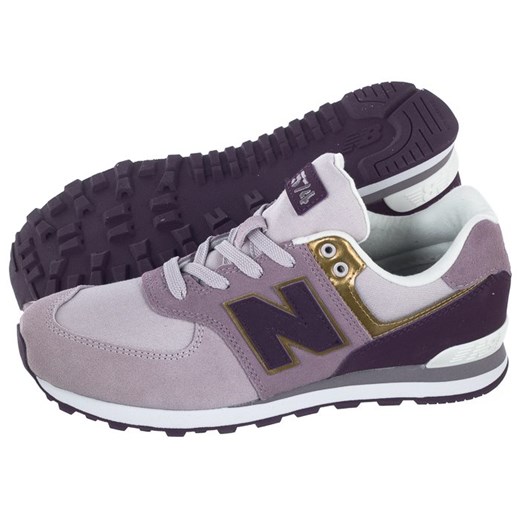 Buty sportowe damskie New Balance dla biegaczy fioletowe bez wzorów zamszowe na koturnie 