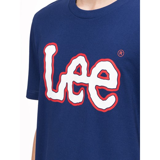 Niebieski t-shirt męski Lee z krótkim rękawem 