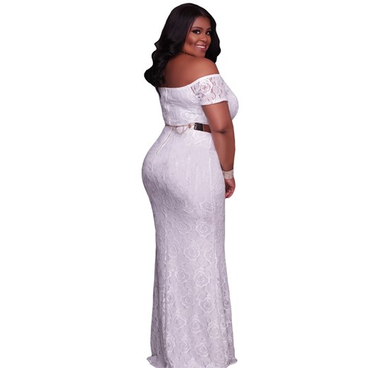 Sukienka Elegrina elegancka biała maxi na wiosnę karnawałowa 
