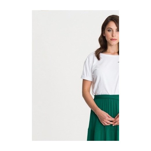 Bluzka damska Studio Erer biała z krótkimi rękawami bawełniana 