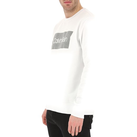 Bluza męska Calvin Klein biała na jesień bawełniana młodzieżowa 