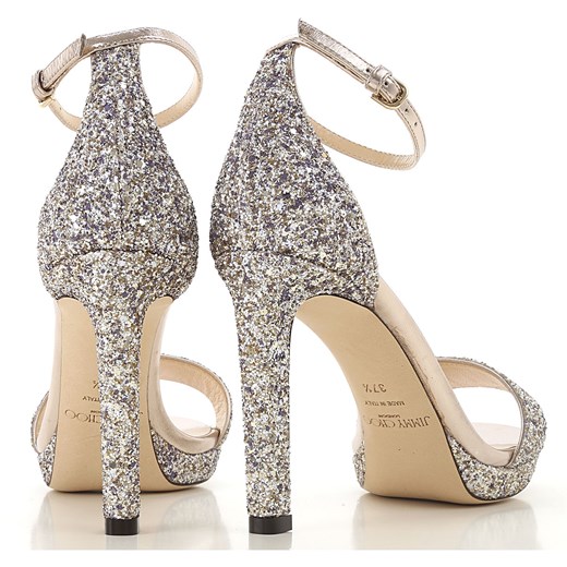 Jimmy Choo sandały damskie eleganckie na średnim obcasie skórzane na szpilce