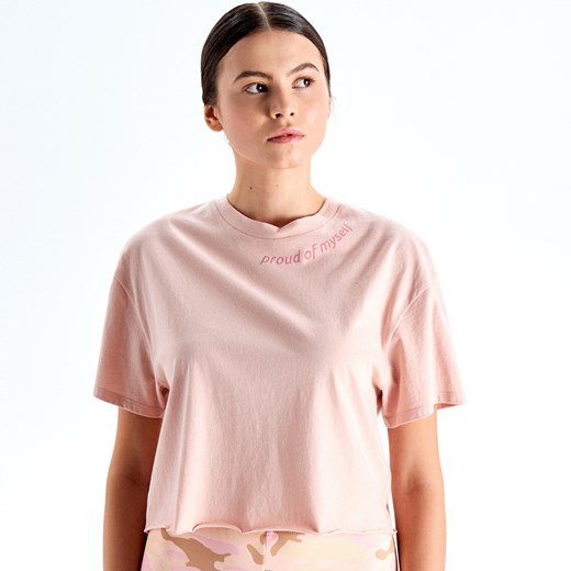 Cropp - Krótka koszulka oversize - Różowy Cropp  XS 