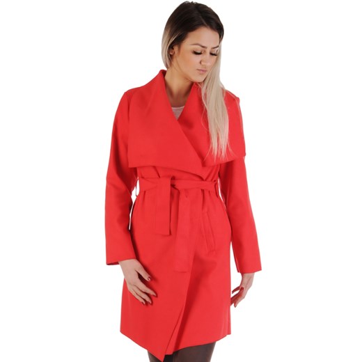 M91 Elegancki stylowy płaszcz z flauszu (40-50) czerwony