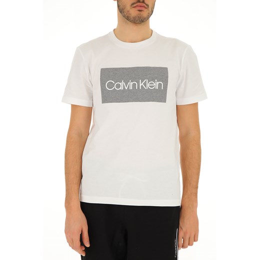 T-shirt męski Calvin Klein młodzieżowy biały bawełniany 