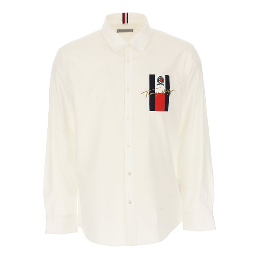 Koszula męska Tommy Hilfiger jesienna biała z długim rękawem bawełniana 